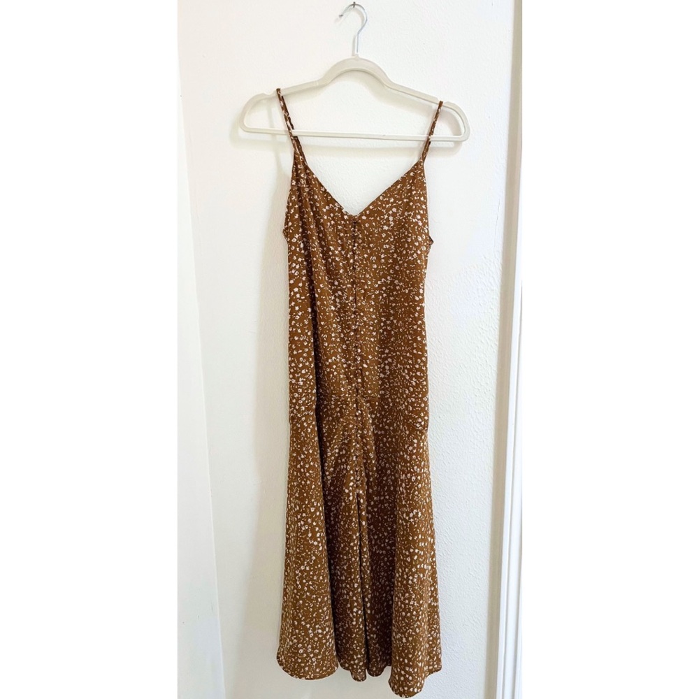 Golden Floral Spaghetti Strap Dress